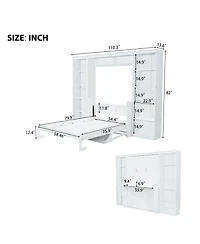 Streamdale Furniture Full Size Murphy Bed with Desk and Bookshelf