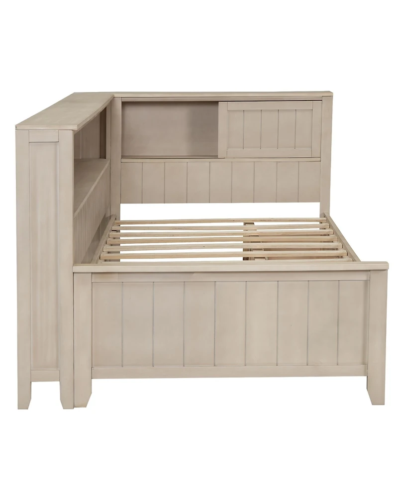 Streamdale Furniture Twin Size Wood Daybed with Storage Shelves and 3 Drawers, Antique