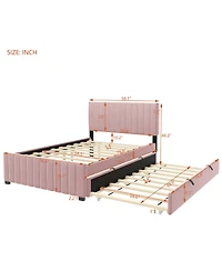 Streamdale Furniture Full Size Velvet Upholstered Platform Bed with Twin Size Trundle