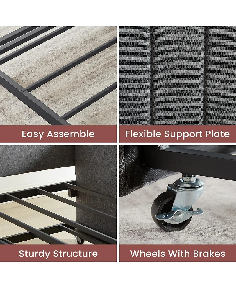 Streamdale Furniture Daybed, sofa bed metal framed with trundle