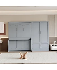 Streamdale Furniture Queen Size Murphy Bed Wall Bed with Closet.