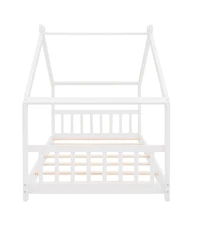 Streamdale Furniture Twin Size House Bed Wood Bed, White