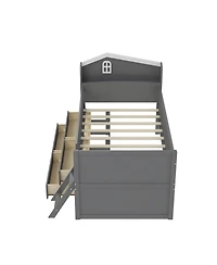 Streamdale Furniture Twin Bed Frame with Storage & Guardrail