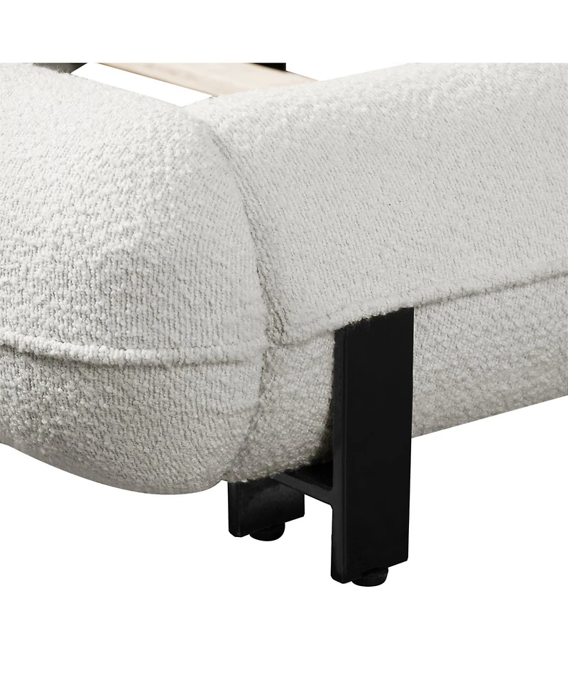 Streamdale Furniture King Boucle Upholstered Platform Bed Frame