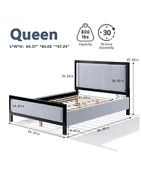 Streamdale Furniture Upholstered Bed with Fluffy Soft Headboard Frame