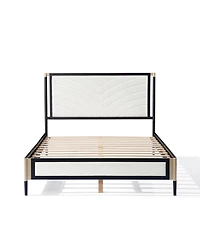 Streamdale Furniture Full size Bed with Boucle fabric Headboard Frame