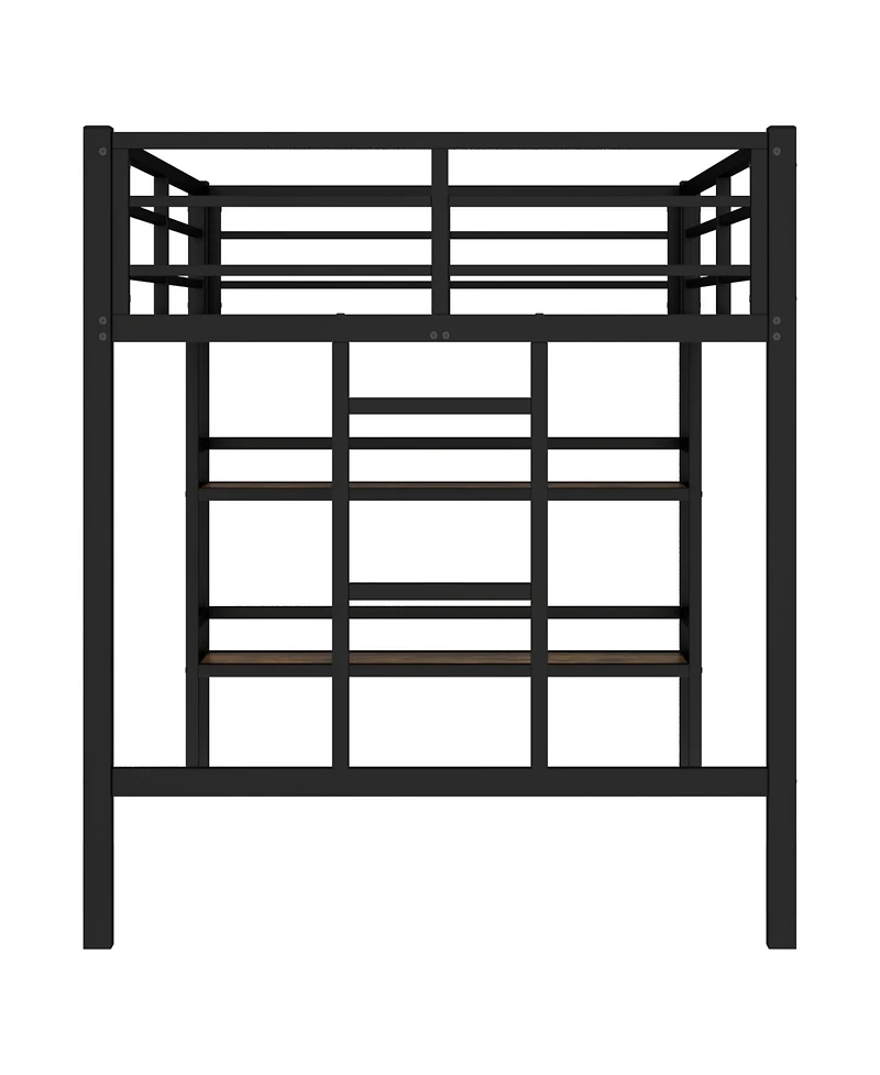 Streamdale Furniture Twin Metal Loft Bed with Shelf & Ladder