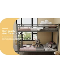 Streamdale Furniture Twin Over Twin Metal Bunk Bed with Ladders & Guardrail