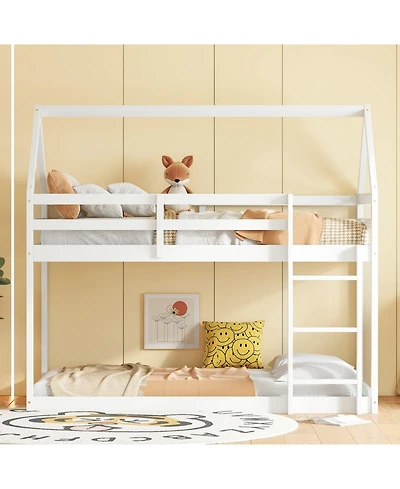 Streamdale Furniture Twin Over Twin Wood House Bunk Bed