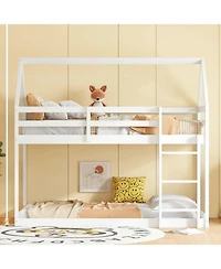 Streamdale Furniture Twin Over Twin Wood House Bunk Bed