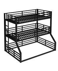 Streamdale Furniture Triple Bunk Bed, Twin/Twin/Full Xl, Metal, Black