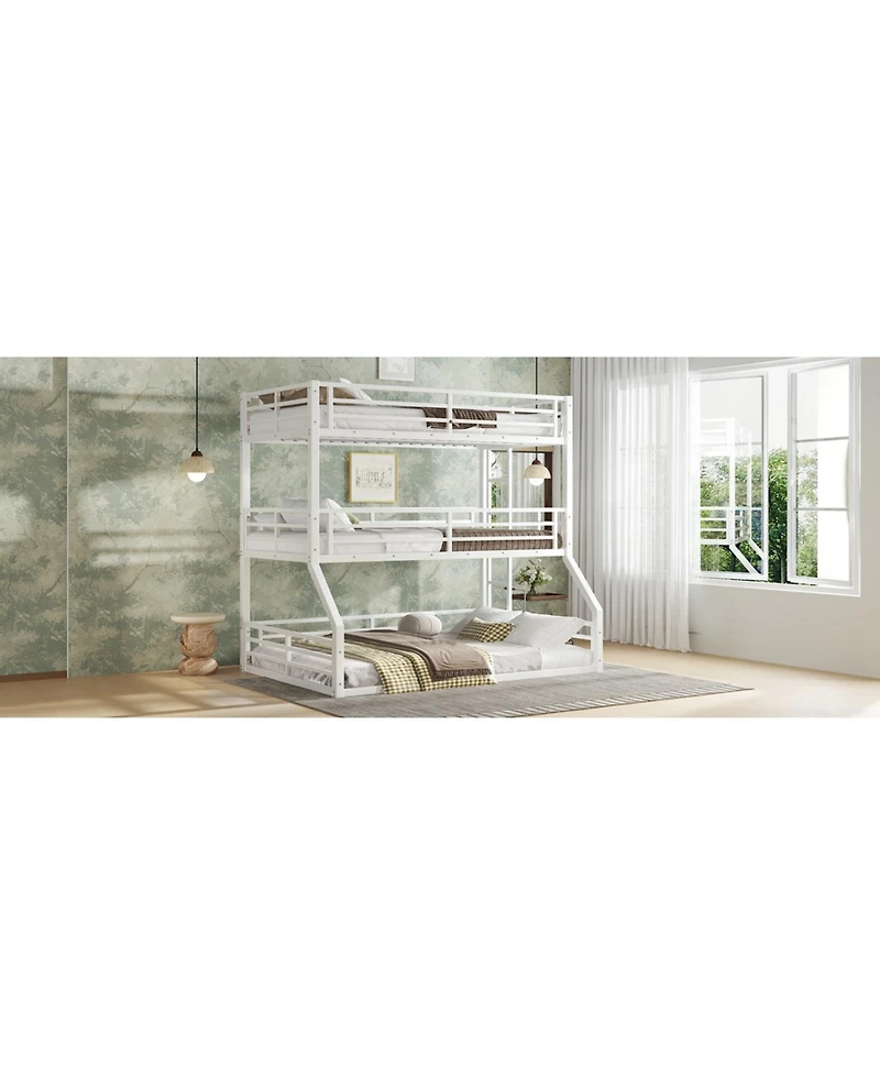 Streamdale Furniture Triple Bunk Bed, Metal, White