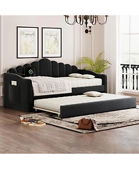 Streamdale Furniture Streamdale Twin Velvet Daybed with Trundle & Usb