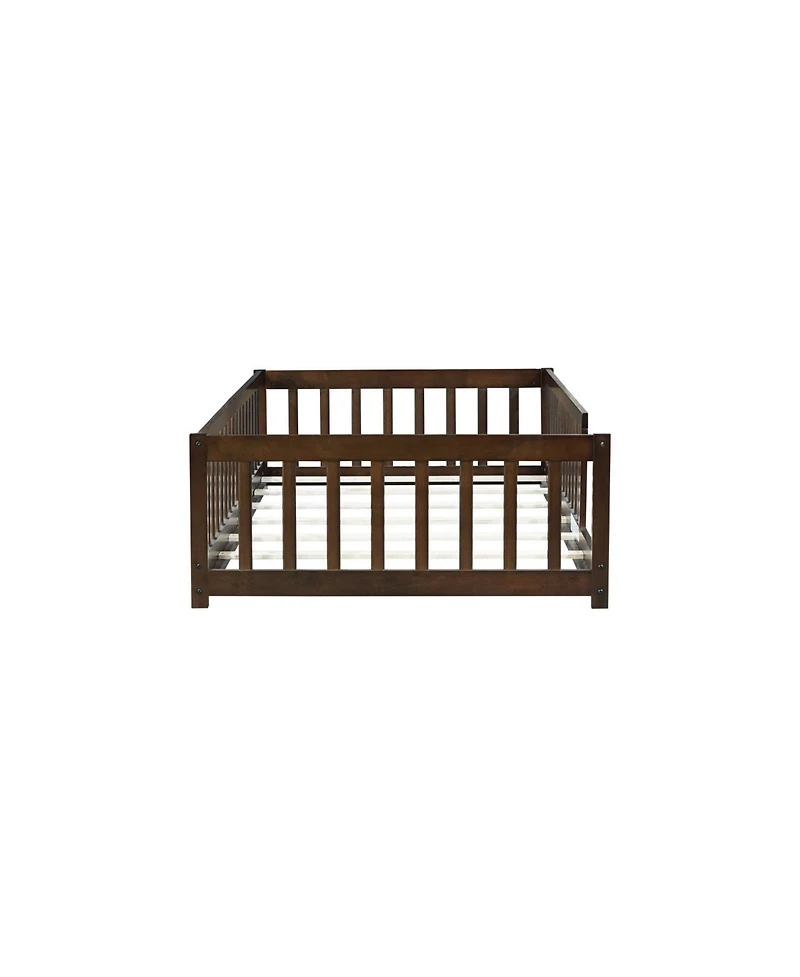 Streamdale Furniture Twin Floor Bed with Fence