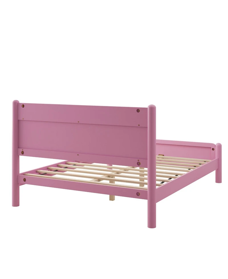 Streamdale Furniture Wood Platform Bed Frame with Headboard and Wooden Slat Support