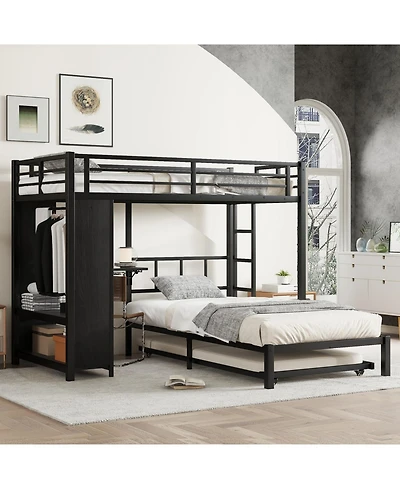 Streamdale Furniture + Twin over Twin + Wood/Metal (if material is specified) + Trundle, Desk & Wardrobe + Bunk Bed