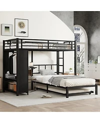 Streamdale Furniture + Twin over Twin + Wood/Metal (if material is specified) + Trundle, Desk & Wardrobe + Bunk Bed