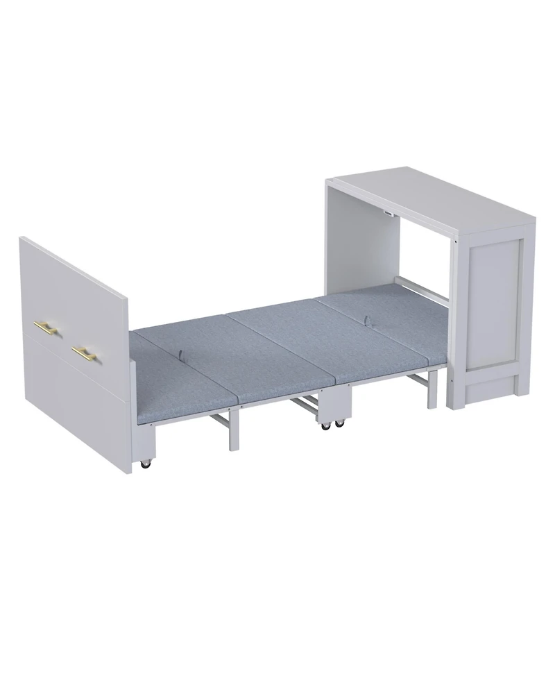 Streamdale Furniture Twin Murphy Cabinet Bed with Desk - Gray