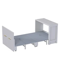 Streamdale Furniture Twin Murphy Cabinet Bed with Desk - Gray