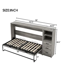 Streamdale Furniture + Twin + Wood (or Mdf, if that s the material) + Murphy Bed with Drawers & Led, Folds to Cabinet + Bed