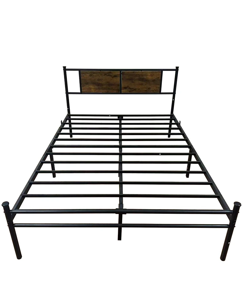 Streamdale Furniture Full Size Metal Bedframe with Wood Panel Headboard