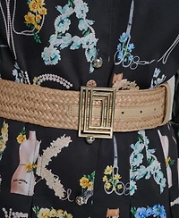 Karl Lagerfeld Paris Women's Allover Print Belted Collared Shirt Dress