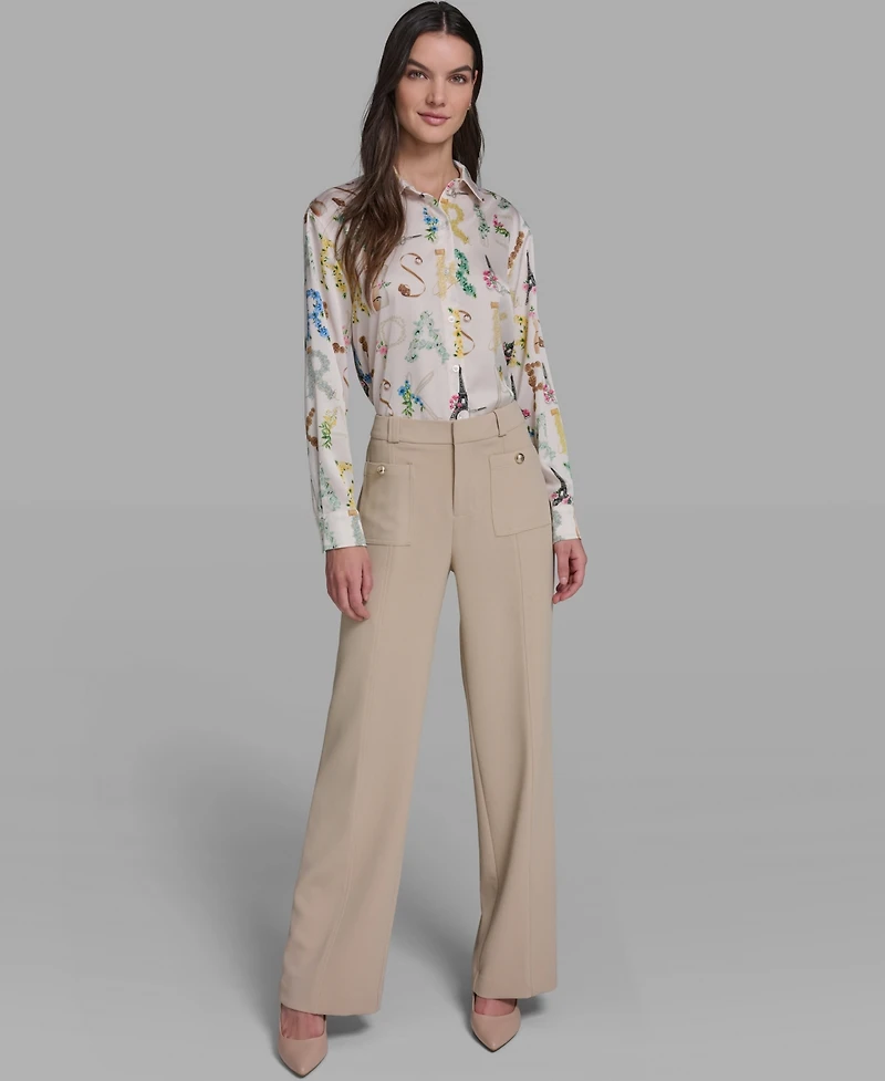 Karl Lagerfeld Paris Women's Printed Long-Sleeve Top