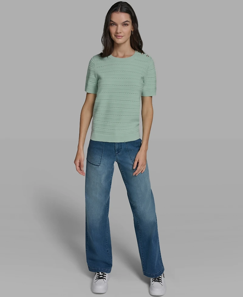 Karl Lagerfeld Paris Women's Solid Crewneck Sweater