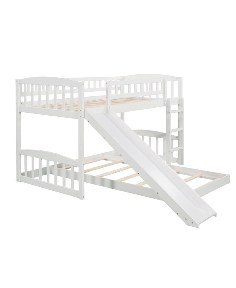 Streamdale Furniture Twin Over Twin Bunk Bed with Slide and Ladder