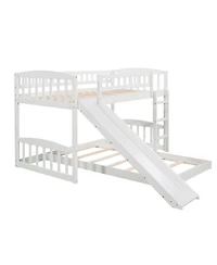 Streamdale Furniture Twin Over Twin Bunk Bed with Slide and Ladder