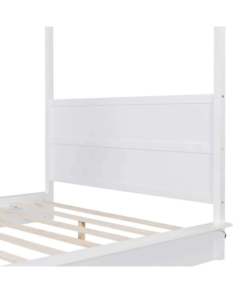 Streamdale Furniture Queen Wood Led Canopy Bed, Platform, No Box Spring