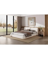 Streamdale Furniture Boucle Wingback Bed Frame, Solid Wood Base