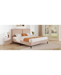 Streamdale Furniture Simple Modern Camel Plush Soft Bed Comfortable Backrest Bedroom