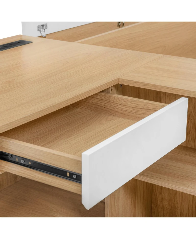 Streamdale Furniture Full Wooden Platform Bed with 6 Drawers, Shelves, desk and Wardrobe