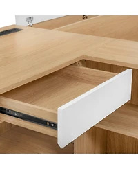 Streamdale Furniture Full Wooden Platform Bed with 6 Drawers, Shelves, desk and Wardrobe