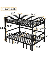 Streamdale Furniture Queen Over Queen Pull-Out Bunk Bed, Safety Rails, Black