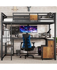 Streamdale Furniture Queen Loft Bed with Desk & Storage