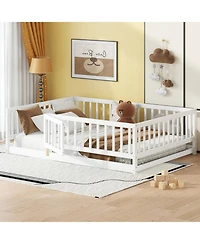Streamdale Furniture Montessori Floor Bed with Fence & Door