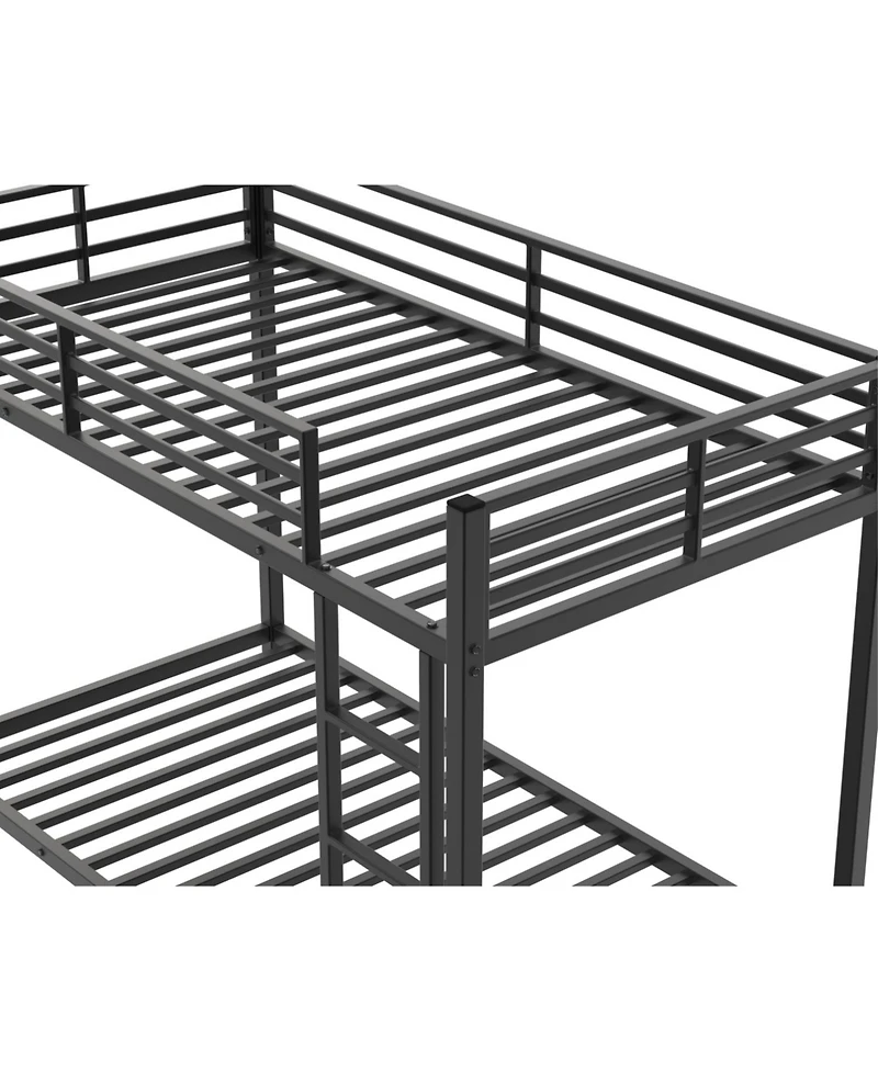 Streamdale Furniture Twin Over Twin Metal Bunk Bed - Black, Sturdy, Easy Assembly