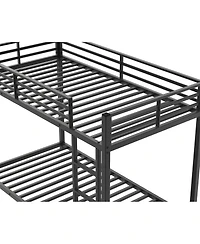 Streamdale Furniture Twin Over Twin Metal Bunk Bed - Black, Sturdy, Easy Assembly