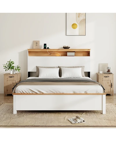 Streamdale Furniture Queen Bed Frame with Charging Station