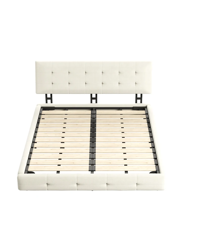 Streamdale Furniture Streamdale Queen Size Bed Frame with Tufted Headboard and Cloud Pillow Design