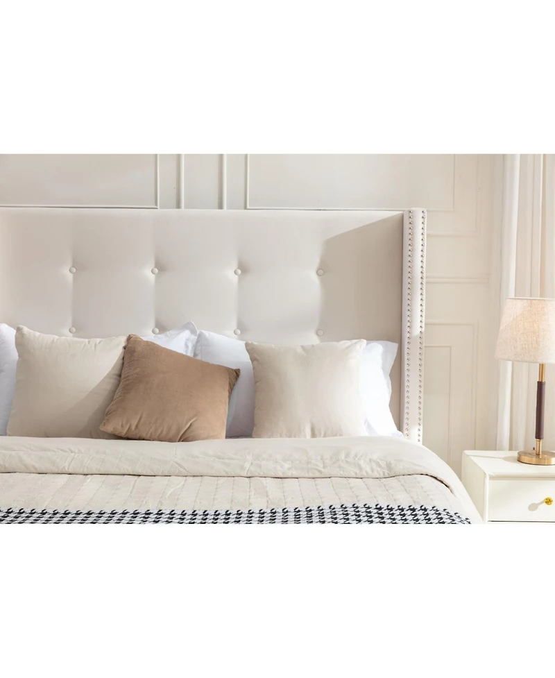 Streamdale Furniture Upholstered Queen Bed with Wingback and Nailhead Trim