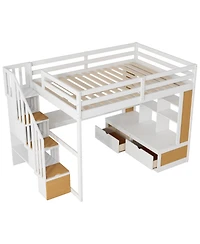 Streamdale Furniture Full Loft Bed with Desk and Storage