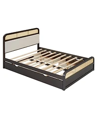 Streamdale Furniture Wooden Platform Bed with Trundle and 2 Drawers