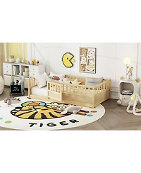 Streamdale Furniture Twin Floor Bed with Safety Rail & Door