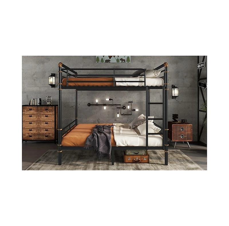 Streamdale Furniture Queen Over Queen Black Metal Bunk Bed