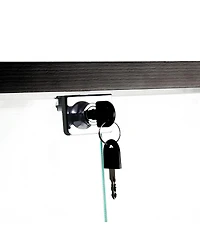 Streamdale Furniture Black Tempered Glass Cabinet w/ Led, Lock & Wheels