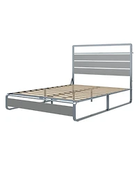 Streamdale Furniture Queen Size Metal Platform Bed with Led, Charger