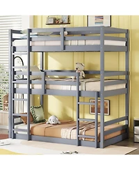 Streamdale Furniture Streamdale Triple Twin Bunk Bed, Detachable, Rubber Wood